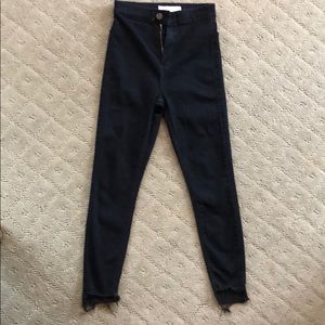 TOPSHOP PETITE raw ankle hem black jeans - NEW